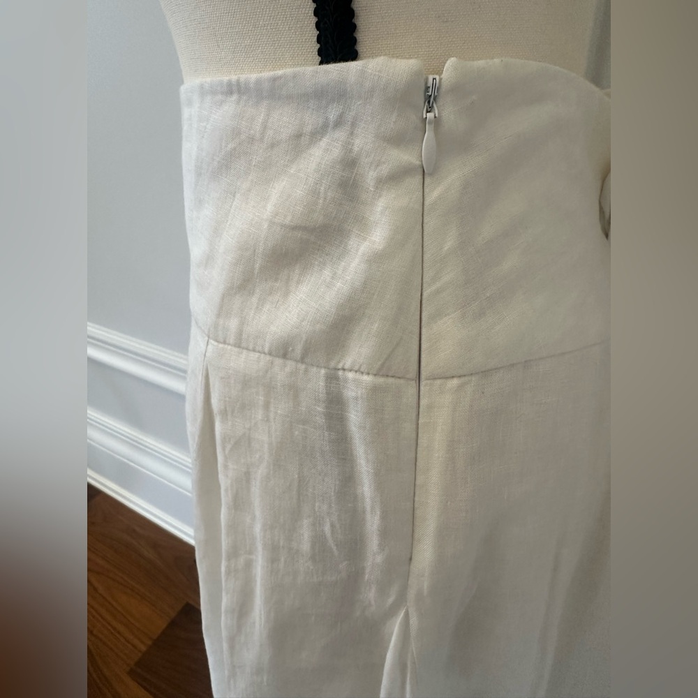Ralph Lauren White 100% Linen Knee Length Flowy Pleated Skater Girl Skirt (10) - Picture 4 of 8